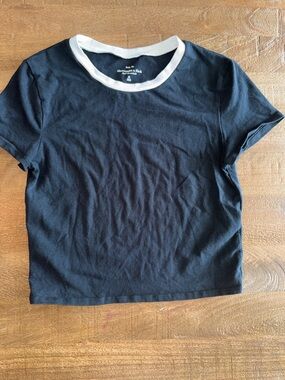 Abercrombie & Fitch Black Tee with White Contrast Collar